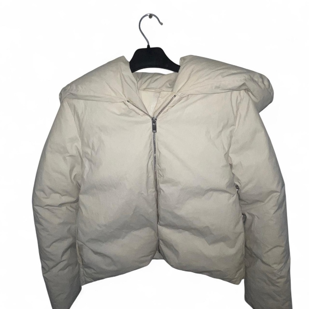 Cos Cream Cropped Tan Down Puffer Jacket Women’s Small